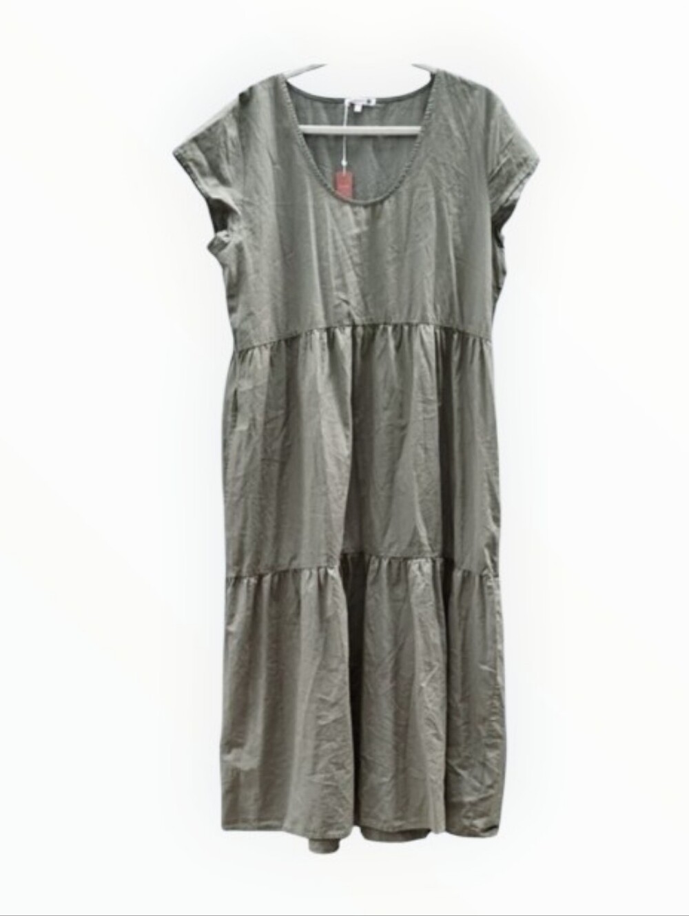 Sundry Tiered Cup Sleeve Dress In Fern Green sz XL